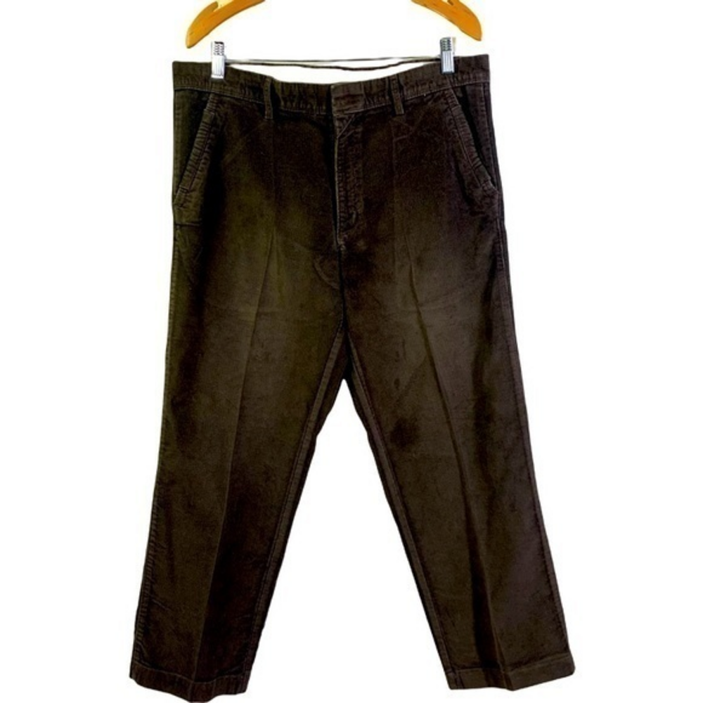 HAGGAR Dark Brown Corduroy Straight Leg Chino Pants‎